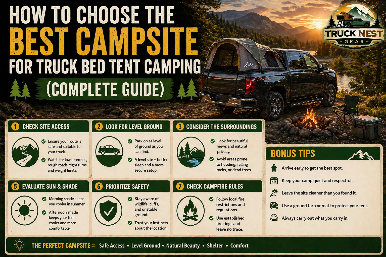 How to Choose the Best Campsite for Truck Bed Tent